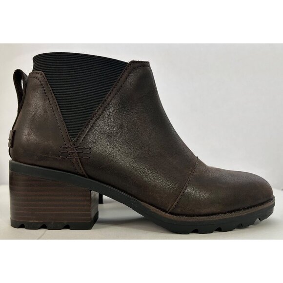 Sorel Shoes - Sorel Cate Chelsea Boots 7.5 Leather Block Heel Brown Fashion Waterproof